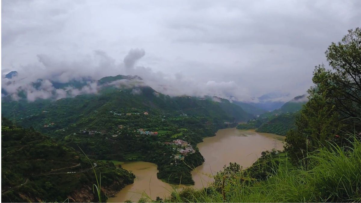 “View of Chamba valley wrapped in clouds during monsoon”