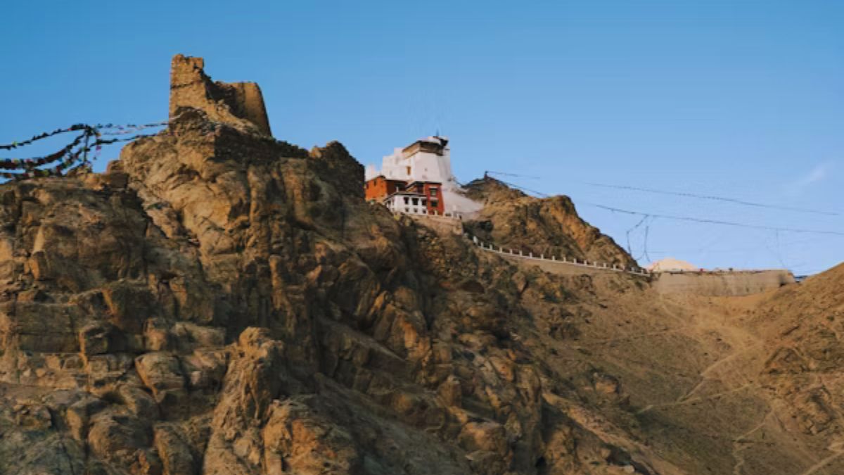 Dhankar Monastery perched dramatically on a cliff edge in Spiti