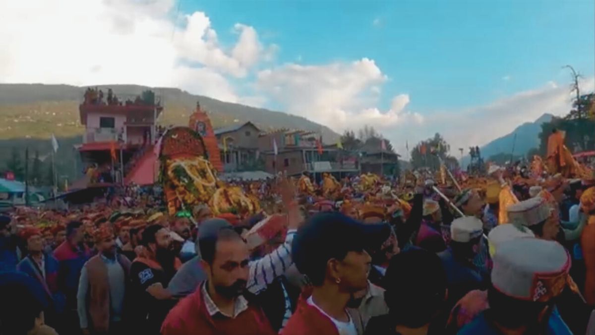 Devtas procession during Kullu Dussehra festival near Manali