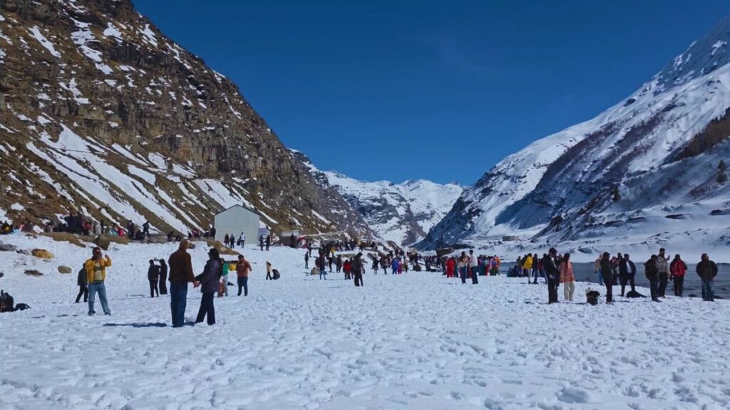 Scenic view of Manali valley with snow-capped mountains – Manali Himachal Pradesh India