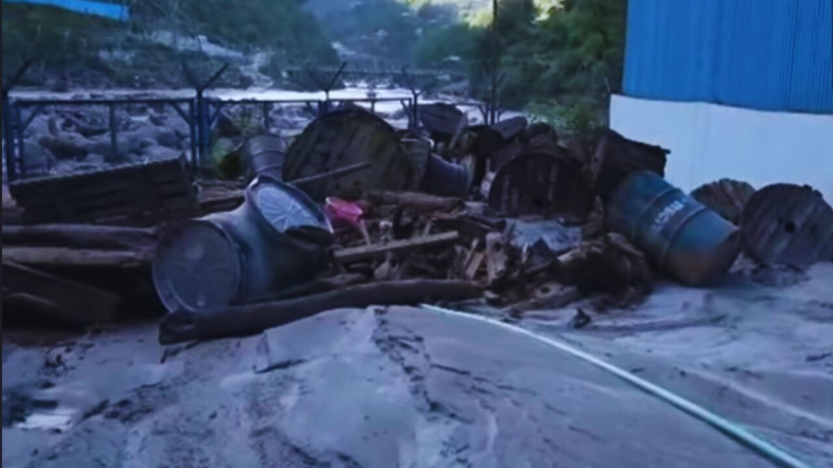 Local villagers and officials preparing for emergency relief in Himachal Pradesh
