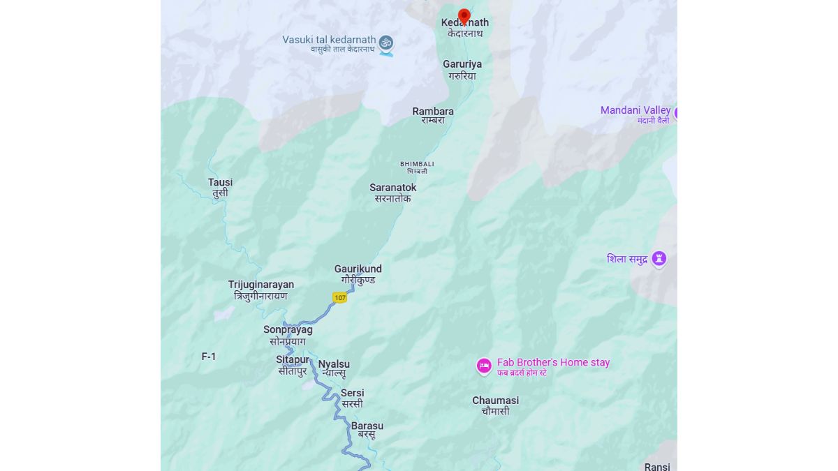 Delhi to Kedarnath route map with track directions