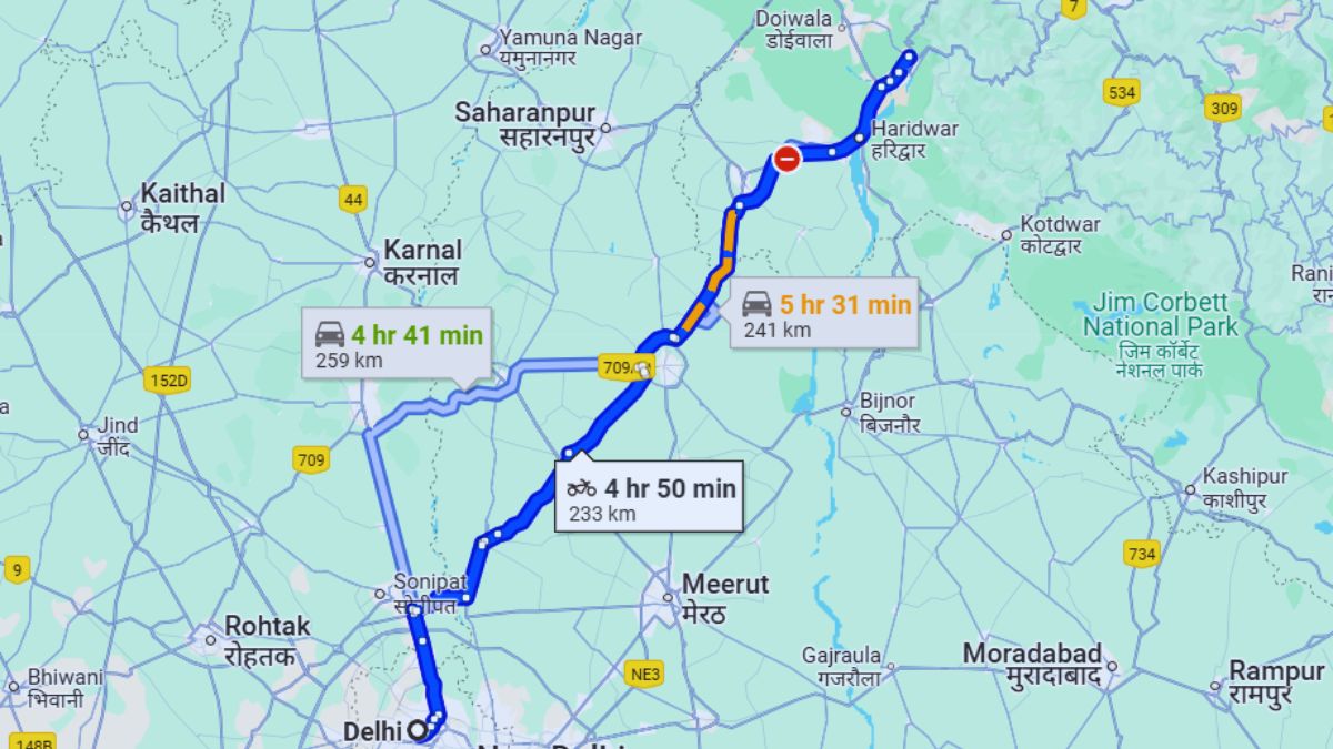 Delhi to Rishikesh route map 2025