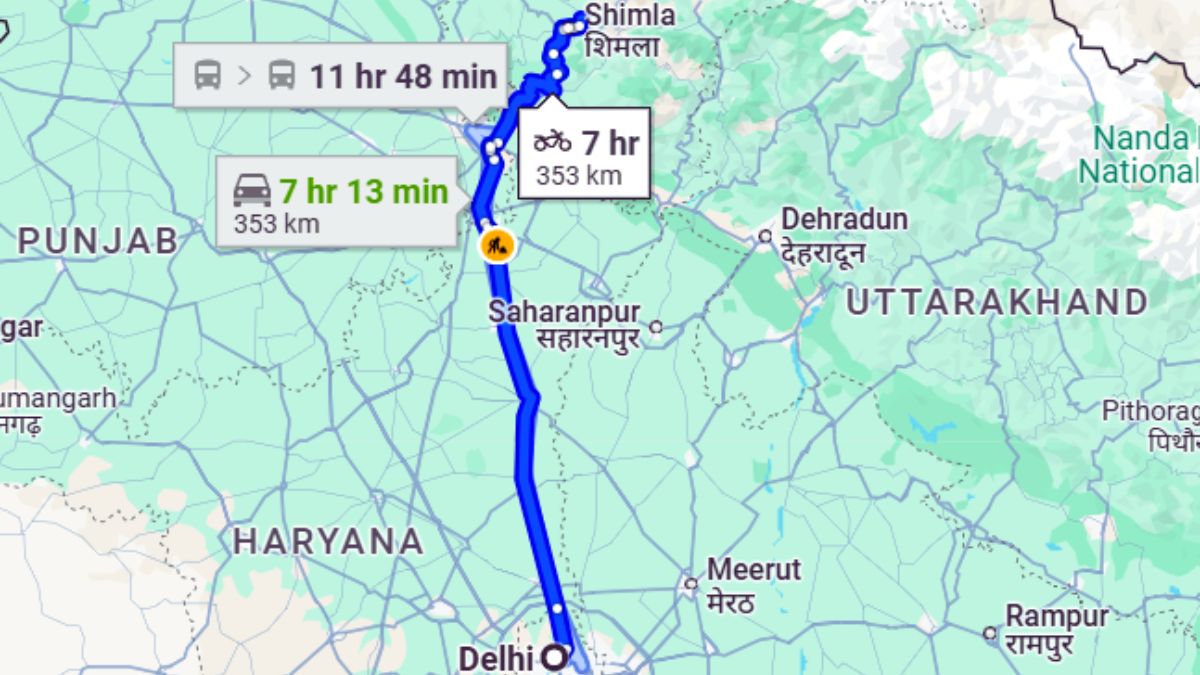 Delhi to Shimla route map via NH44 and NH5 – 2025 travel guide