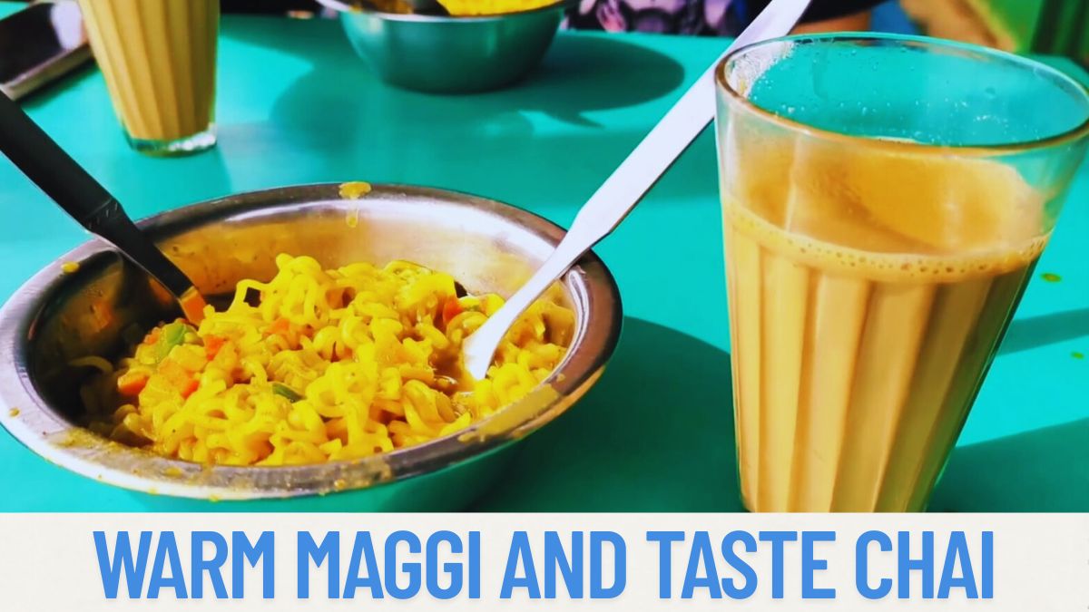 Roadside Maggi stall with scenic valley views on the Dehradun to Mussoorie route