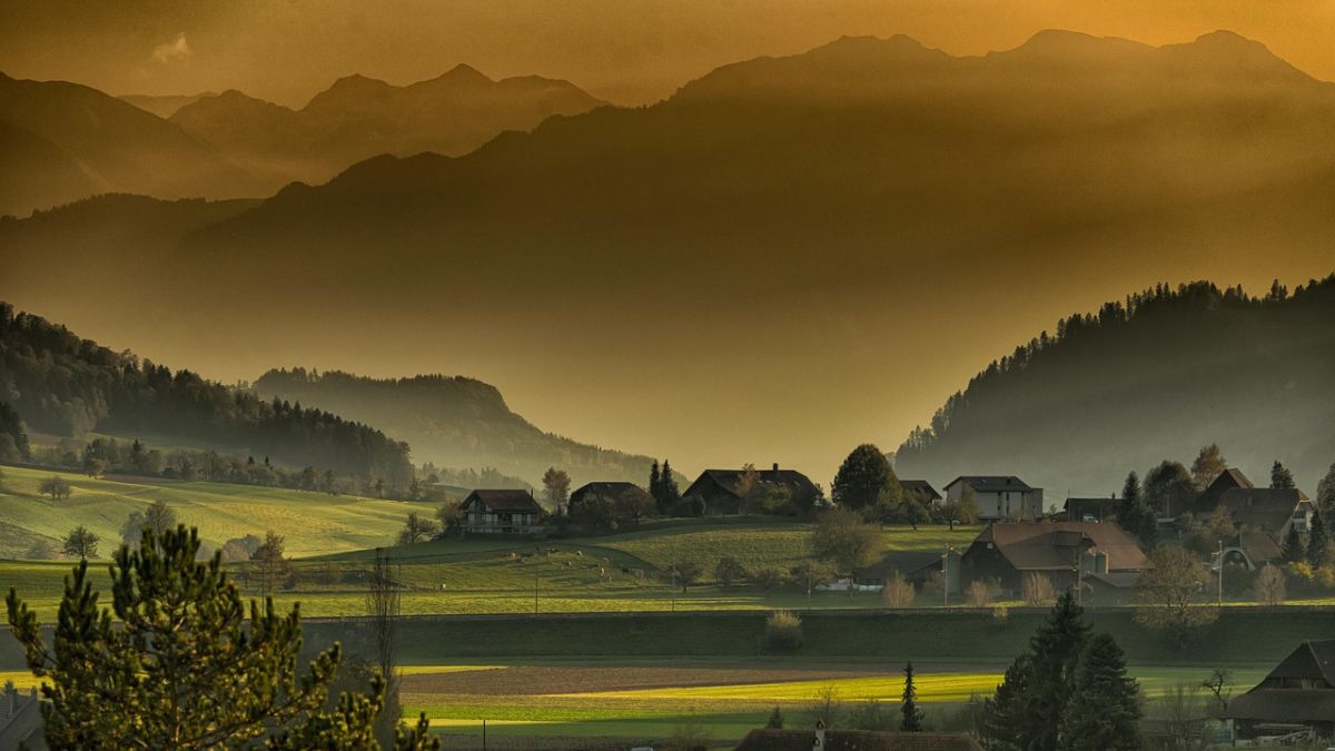 Clouds covering Tosh village at sunset