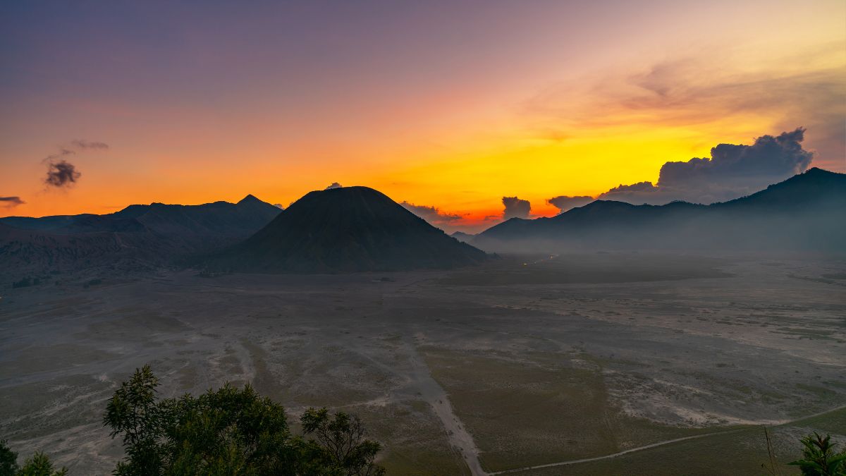 Golden Terraces in Kausani Uttarakhand at sunrise with Trishul peaks