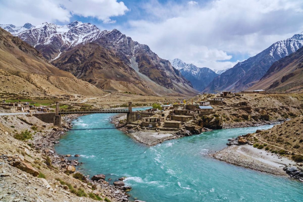 Confluence of Chandra and Bhaga rivers at Tandi Bridge in Himachal.